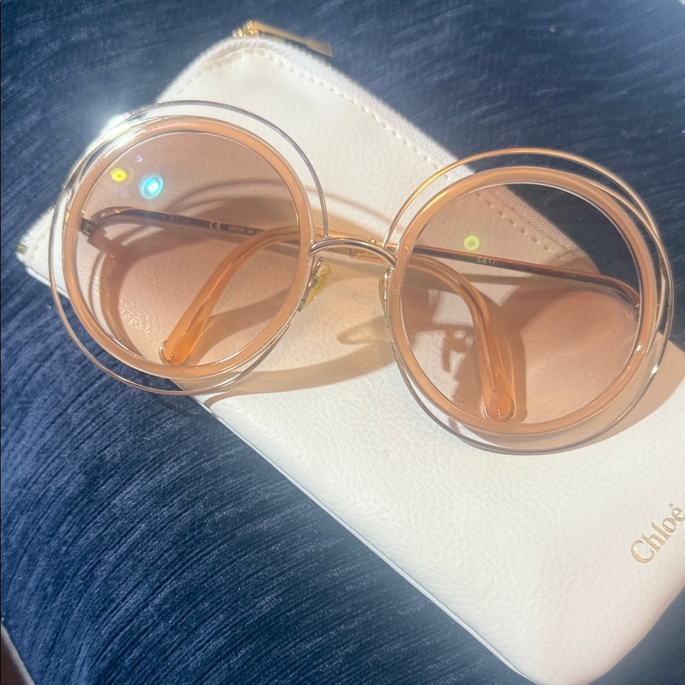 Chloe Tan Round Sunglasses - Picture 2 of 4